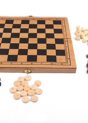 Деревянные шахматы с шашками и нардами bk toys 3 в1 (an) 🎁🚀