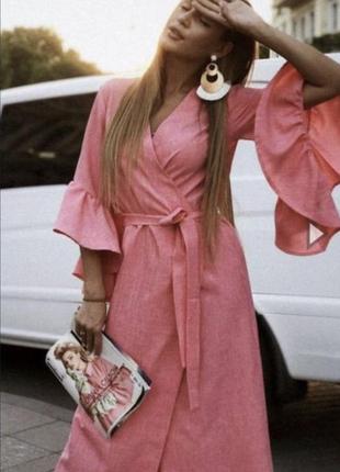 Платье на запах лён