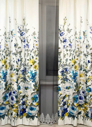 Портьерная ткань для штор с цветочным рисунком1 фото