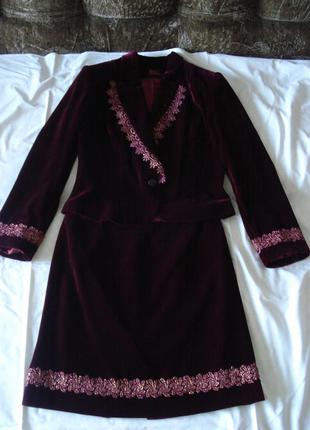 Костюм женский велюровый юбка кофта женская 46 размер идеальное состояние3 фото