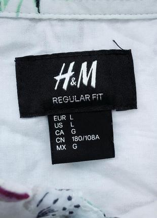 Рубашка  гавайская h&m regular fit cotton гавайка (l)4 фото