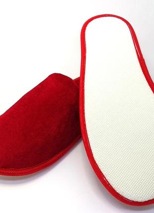 Тапочки велюровые для дома/отеля luxyart, красный, закрытый носок, в упаковке 20 пар (zf-139)3 фото