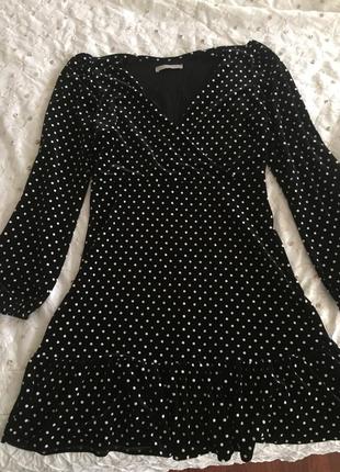 Плаття велюрове в горошок