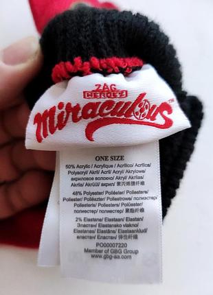 Красные вязанные перчатки на девочку с леди баг