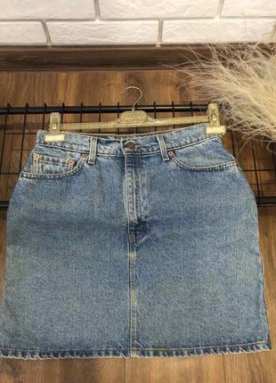 Женская синяя джинсовая юбка мини -levi’s2 фото