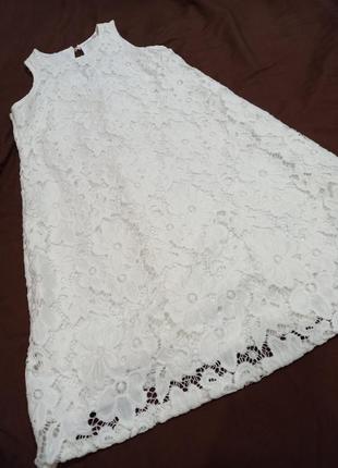 Красивое белое гипюровое платье сарафан7 фото