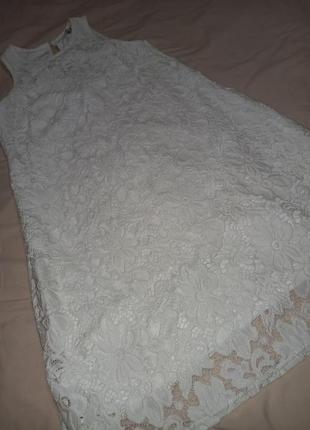 Красивое белое гипюровое платье сарафан4 фото