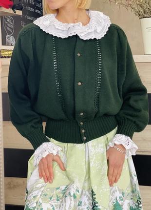 Австрийский зелёный шерстяной свитер