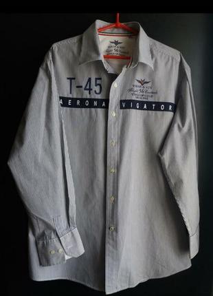 Брендовая рубашка в мелкую полоску tailor& son p.xl