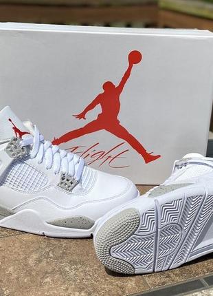 Кросівки nike air jordan 4 retro white oreo джордан white aj4 джордан білі з сірими вставками вайт орео чоловічі жіночі унісекс4 фото