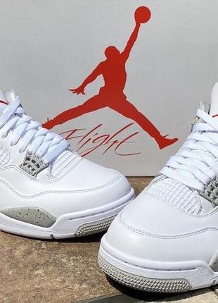 Кросівки nike air jordan 4 retro white oreo джордан white aj4 джордан білі з сірими вставками вайт орео чоловічі жіночі унісекс9 фото