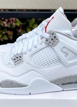 Кросівки nike air jordan 4 retro white oreo джордан white aj4 джордан білі з сірими вставками вайт орео чоловічі жіночі унісекс5 фото