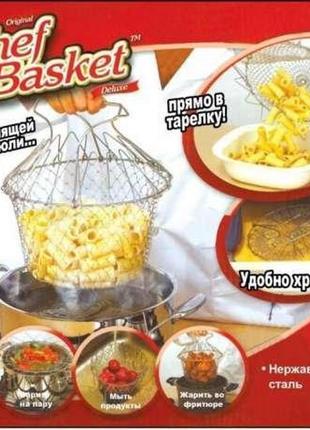 Складна сітка – друшляк миска універсальна 12 в 1 magic kitchen chef basket3 фото