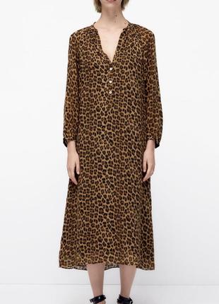 Zara платье миди леопард