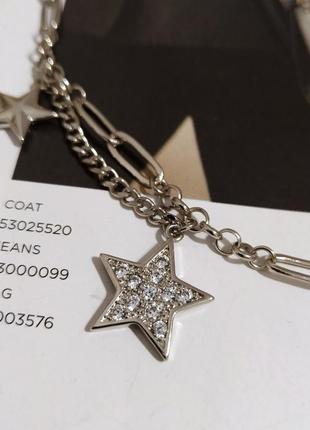 Посеребрянный чокер цепь подвеска звезда горный хрусталь колье ожерелье покрытие серебро 9257 фото