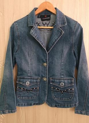 Джинсовая куртка джинсовка пиджак вышивка 146-1522 фото