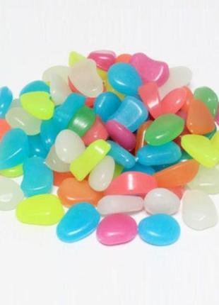 Светящиеся разноцветные камушки в аквариум - 10шт. (размер одного камня 1,5-2,5см)