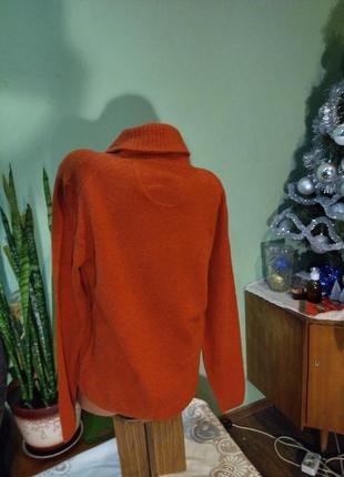Очень красивый стильный свитер поло из стопроцентной шерсти терракотового цвета2 фото