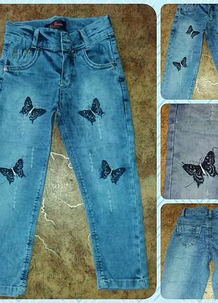 Джинсы бабочка на модниц 5 -7 лет