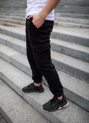 Штаны брюки спортивные повседневные черные "cose" из трехнитки на флисе3 фото