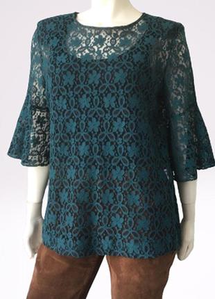 Красива гіпюрова блузка бренду peacocks, британія2 фото