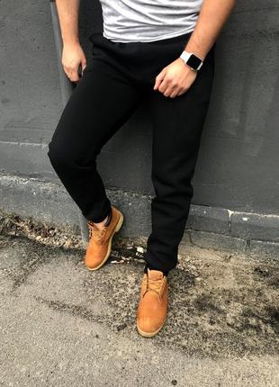 Теплые черные мужские спортивные штаны / мужские спортивные брюки осень-зима