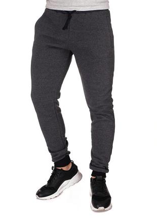 Темно-сірі чоловічі утеплені спортивні штани на флісі трехнитка спортивні штани, зимові спортивні штани