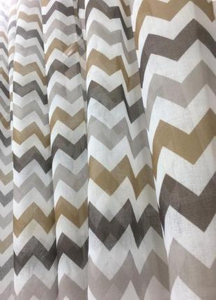 Тюль кристалон бело-коричневого цвета с рисунком