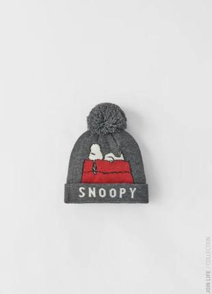 Шапка/шапочка с бубоном/помпоном снупи/snoopy на 1-3 года зара/zara