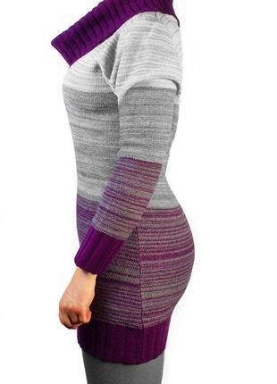 Теплое вязаное платье-свитер с воротником-хомутом2 фото