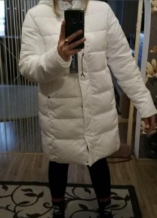Теплая куртка пальто пуховик gloria jeans белая s m, состояние новой8 фото
