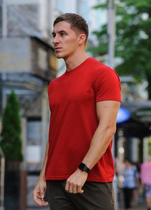 Красная мужская футболка / однотонные хлопковые футболки1 фото