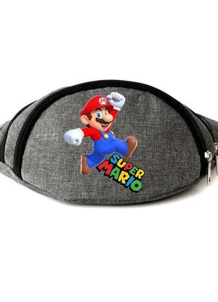 Сумка бананка на пояс супер братья марио mario (ob-sm-05) cappuccino toys серая