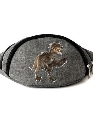 Сумка бананка парк юрского периода на пояс cappuccino (jp-0011) серый