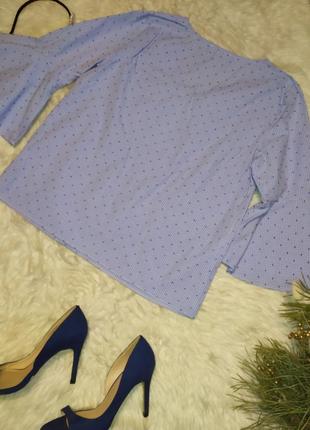 Голубая хлопковая рубашка блуза  в мелкую клетку  размер s бренда2 фото