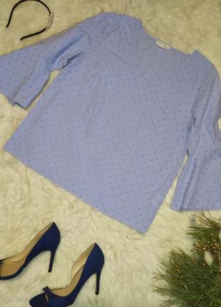 Блакитна бавовняна сорочка блуза в дрібну клітку розмір s бренду