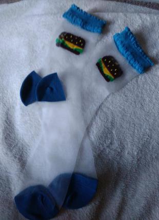 Хіт!!! прозорі шкарпетки з малюнком1 фото