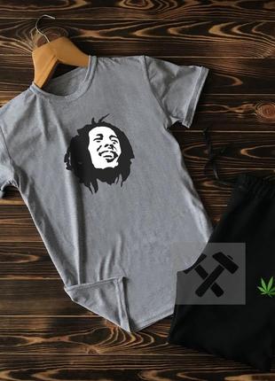 Спортивні чоловічі шорти і футболка bob marley (боб марлі), літні спортивні комплекти для чоловіків