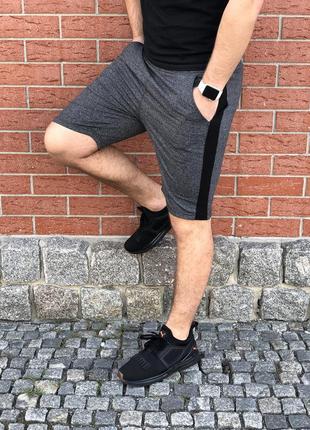 Мужские темно-серые шорты с лампасами летние хлопковые, спортивные шорты на лето