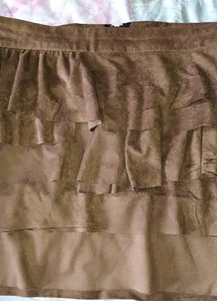 Замшевая мини юбка воланами3 фото
