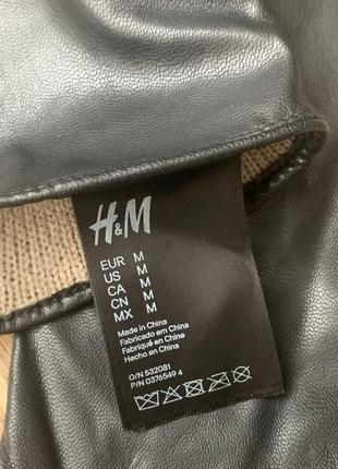 H&m кожаные перчатки утеплённые.4 фото