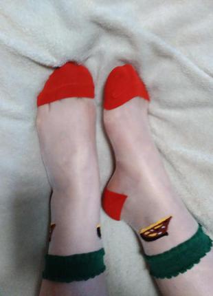 Хіт!!! прозорі шкарпетки з малюнком2 фото