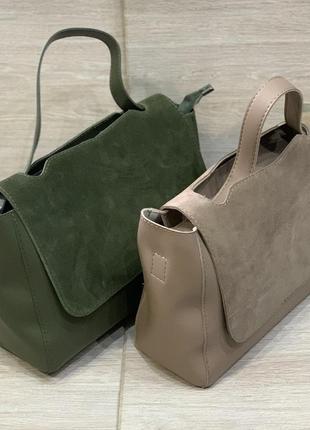 👜сумки экокожа с натуральной замшей и широким ремешком👜9 фото