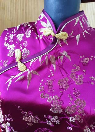 Платье туника в азиатском / восточном этно стиле воротник стоечка4 фото