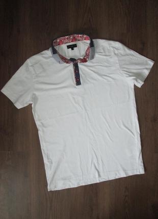 Белая футболка-поло мужская. пог 51 см. біле поло чоловіче
