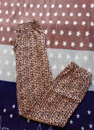 Легкие летние вискозные брюки штаны леопардовый принт7 фото
