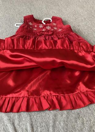 Плаття червоного кольору зі сніжинками4 фото