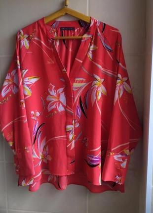 Шикарная блуза m&amp;s в цветочный принт большого размера / батал4 фото