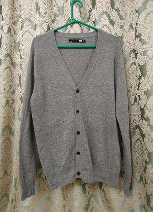 Шикарный базовый кардиган с налокотниками 70%шерсть бренд 157 швеция