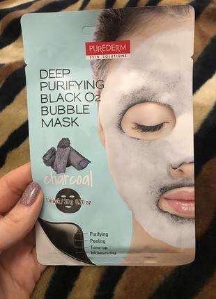 Очищаюча киснева маска для обличчя з деревним вугіллям purederm